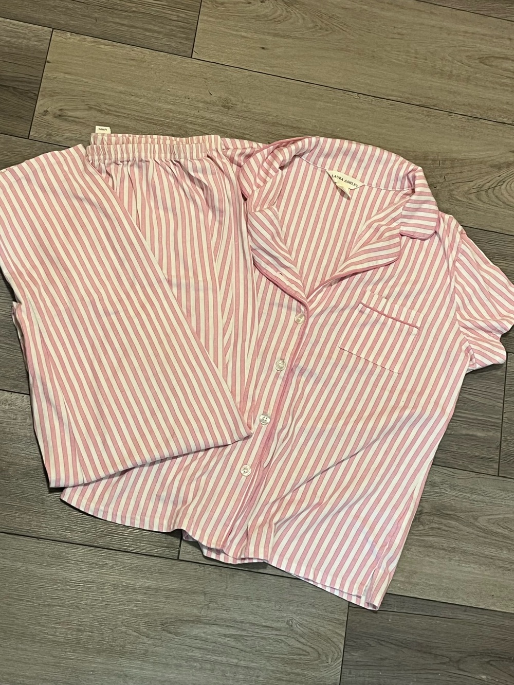 Laura Ashley White Striped Pajama Set